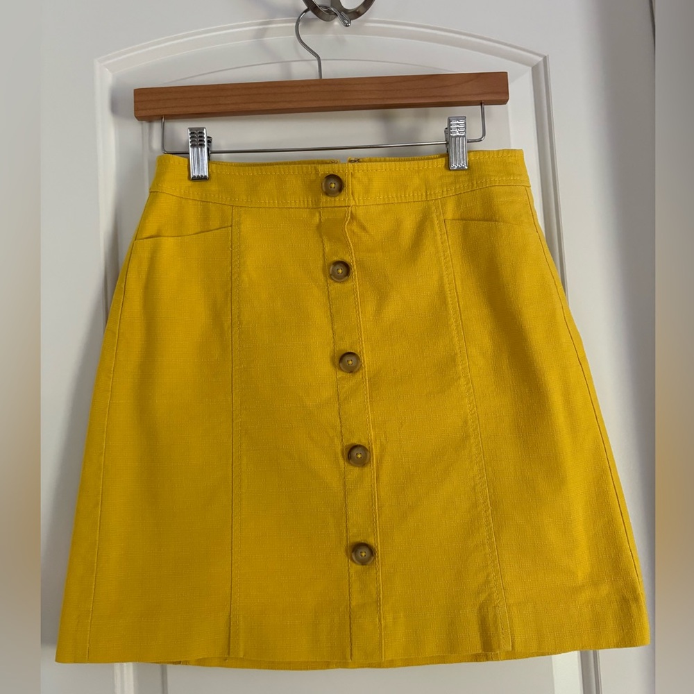 LOFT Yellow Button-Front Skirt